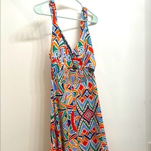 Vestique Red and Blue Sleeveless Halter Maxi Sundress